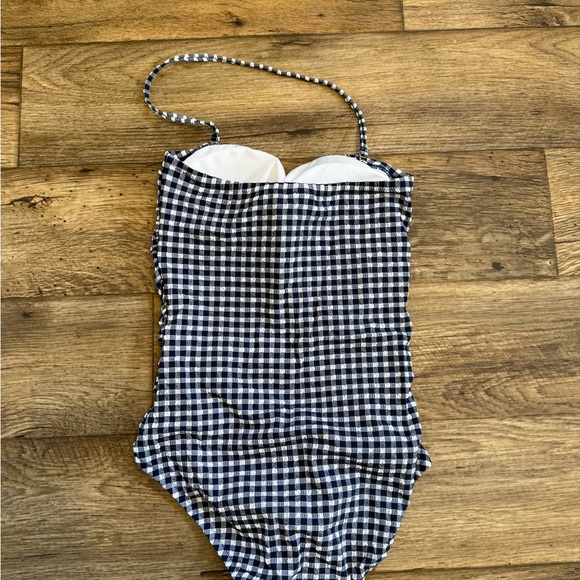 J. Crew Ruched Bandeau One Piece Gingham Swimsuit - Picture 3 of 5